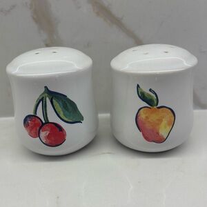 Vintage Corelle Fruit Basket Salt and Pepper Shakers with Cherry Apple Design